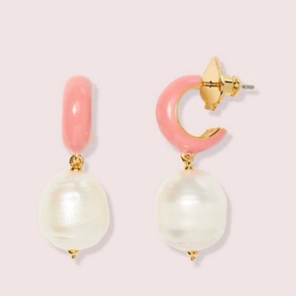 Kate Spade candy hoop pink pearl earrings